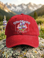 Retro Colorado Columbine Print Baseball Cap