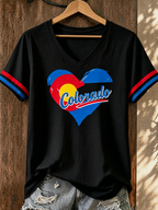 Women's Casual Love Printed Colorado Strong T-shirt