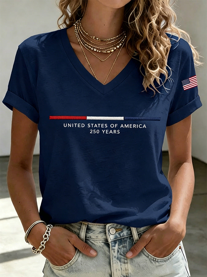 Women'S America Flag Print Casual T-Shirt