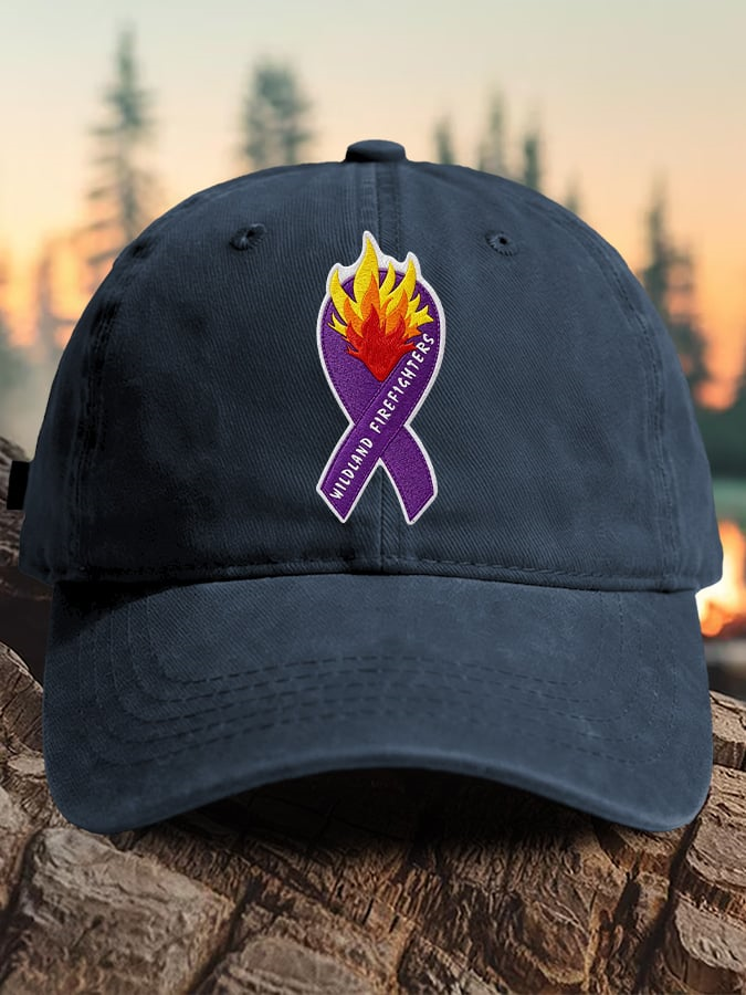 Retro Wildland Firefighters Utah Colorado Wildfires Praying For The Firefighters Purple Ribbon Print Baseball Cap
