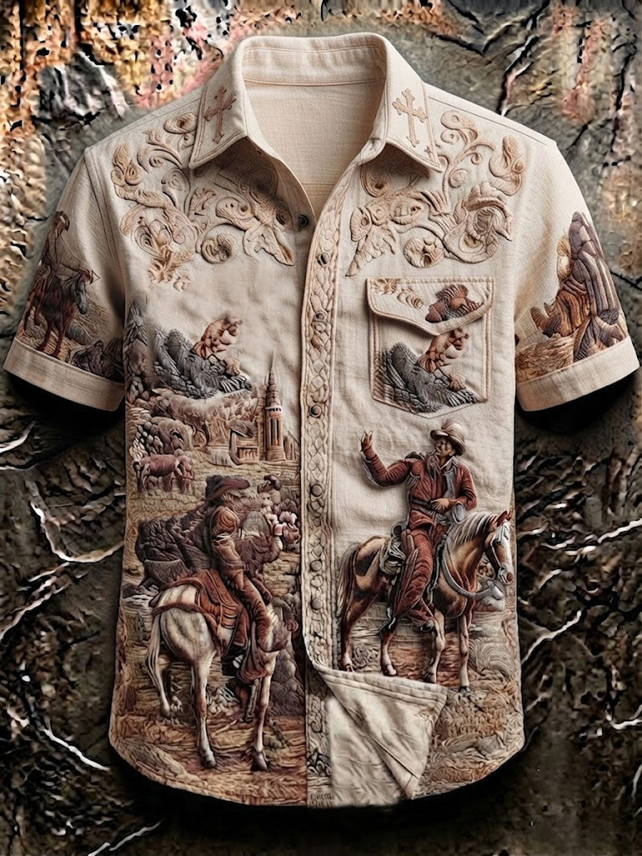 Men's Retro Western Cowboy Style Shirt