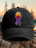 Retro Wildland Firefighters Utah Colorado Wildfires Praying For The Firefighters Purple Ribbon Print Baseball Cap