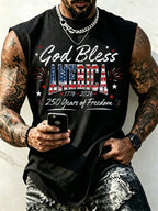 Men'S God Bless America Printed Casual Vest