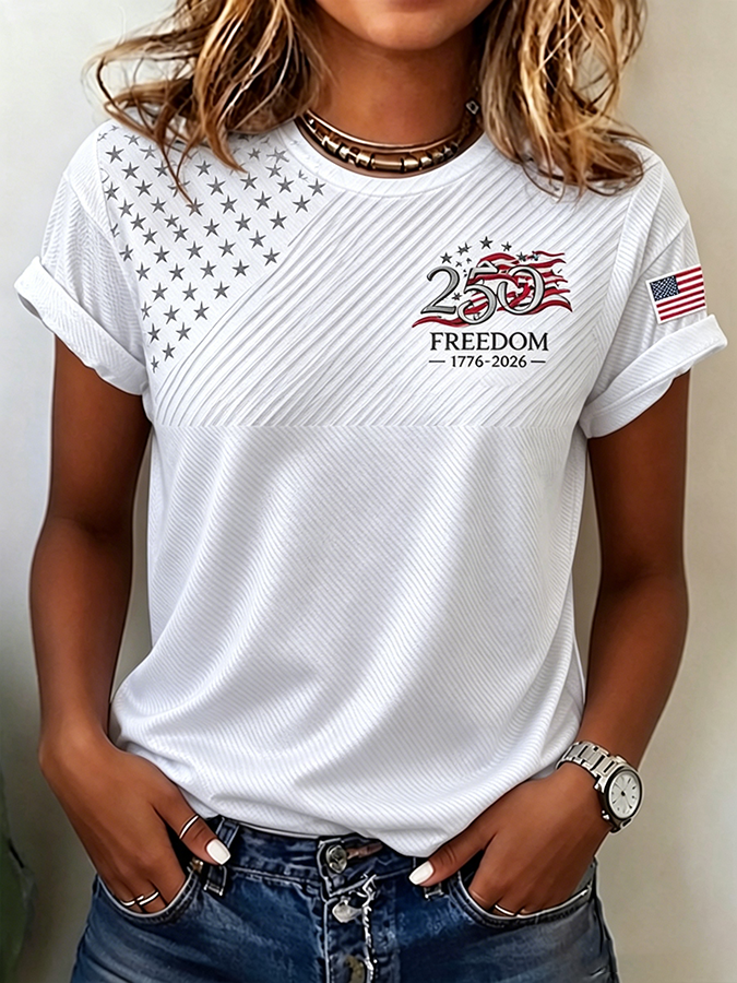 Women'S  America Flag Printed Casual T-Shirt