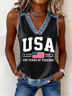 Women'S Flag Printed Casual Vest