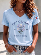 Women'S Colorado Strong: Rising From The Ashesn Printed T-Shirt  V-Neck T-Shirt