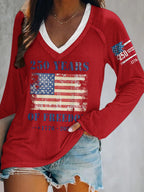 Ladies' Leisure 250Th Anniversary Celebration V-Neck Long Sleeved T-Shirt