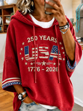 Women's USA 250th Anniversary 1776-2026 Embroidered Washed Hoodie
