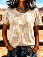 Women'S Western-Style Horse Pattern Faith Short-Sleeve T-Shirt