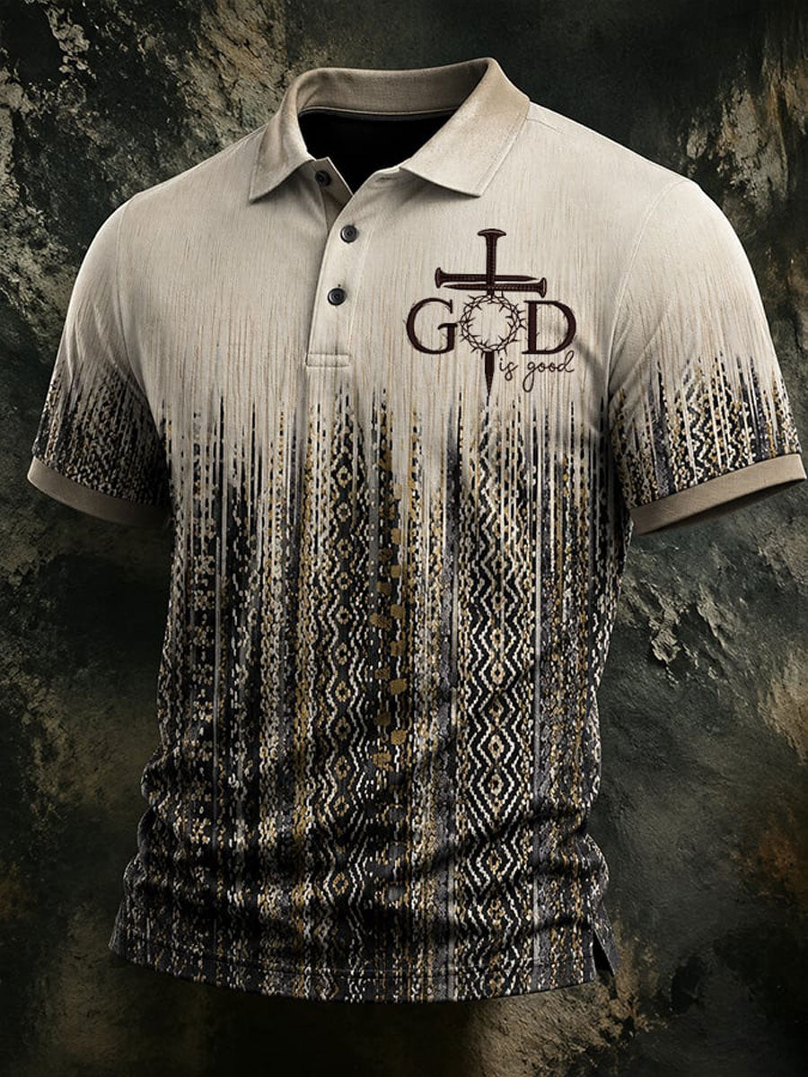 Men's Western-Style Faith Print Casual Polo Shirt