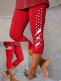 Women Star Capris Elastic Waist Pants Casual Summer Trousers