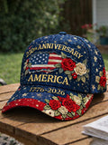 Unisex 250th Anniversary America 1776-2026 Print Casual Hat