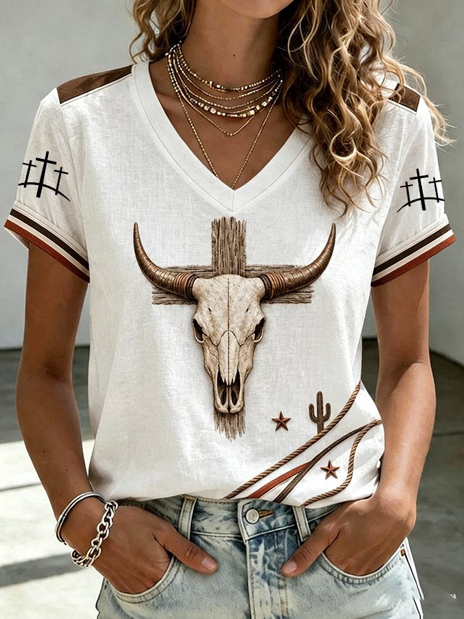 Women's Retro Western Faith Print T-shirt