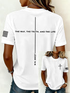 Women'S Casual Faith Printed Cross Short Sleeved T-Shirt