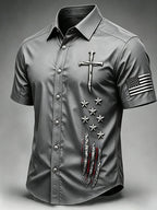 Men's Faith patriotic printed casual shirt