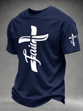 Men'S Faith Cross Christian Printed T-Shirt,