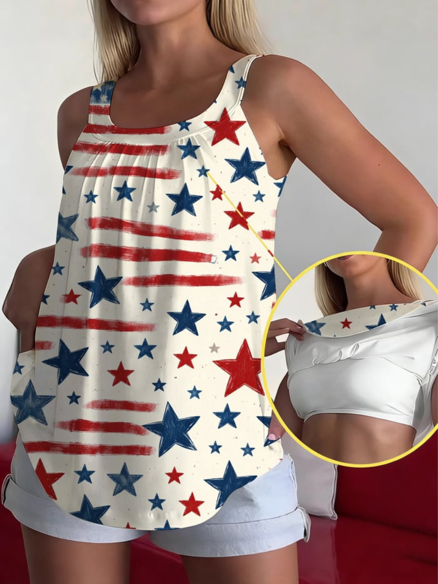 Women's 250th Anniversary Commemorative Glitter Printed Tank Top