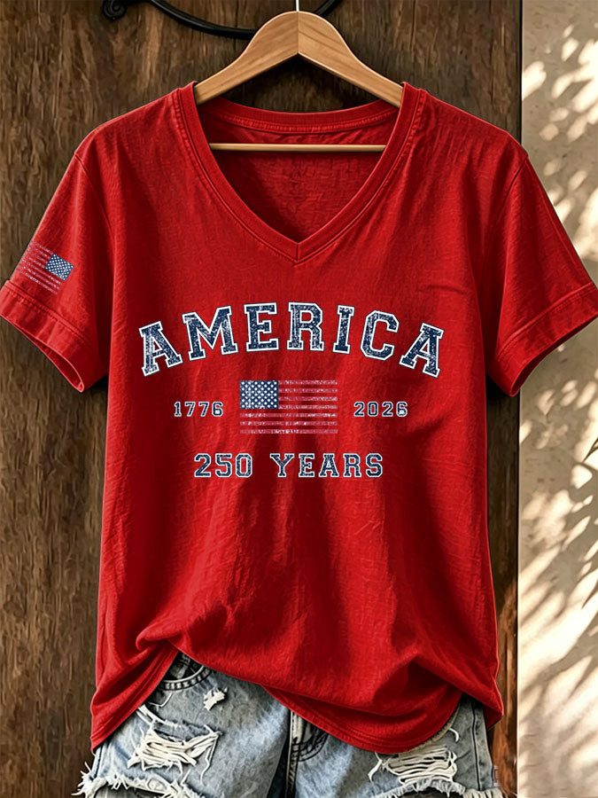 Women'S America Flag Print Casual T-Shirt