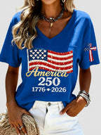 Women's Casual 250th Anniversary Independence Day Printed T-shirt