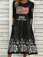 Women'S Flag  Printed Casual Dress