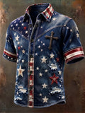 Men'S Western Style Ethnic Print Cross Shirt