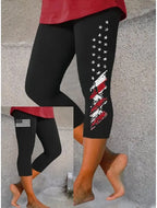 Women Star Capris Elastic Waist Pants Casual Summer Trousers