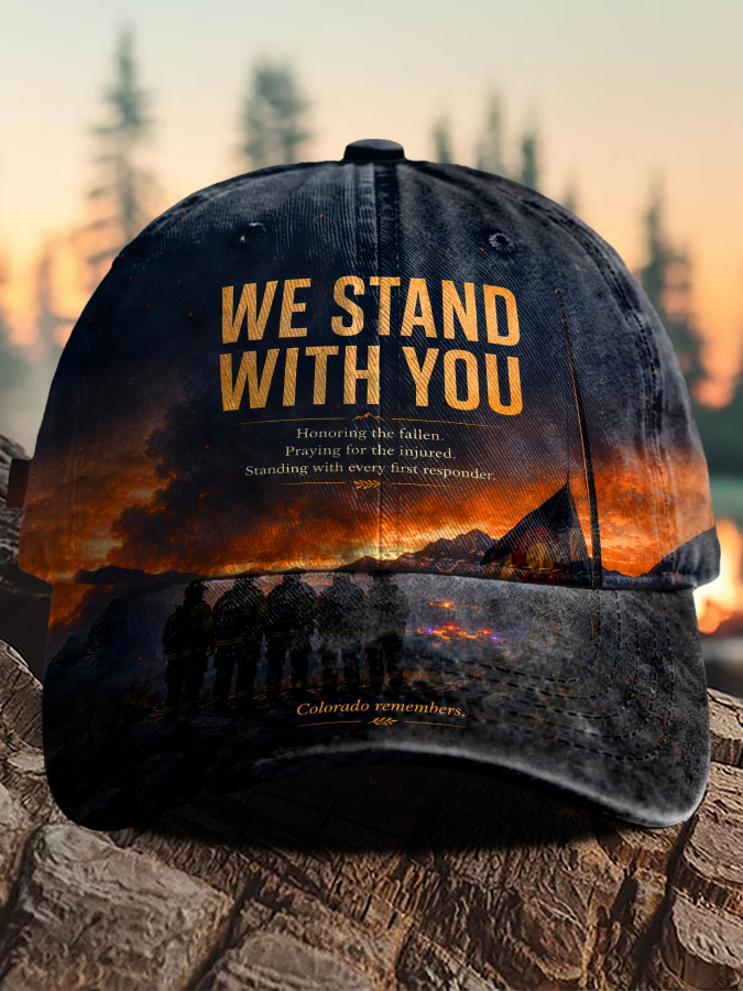 Retro Black Ribbon Pray For Our Firefighters In Honor Of The Three Brave Firefighters You Gave Everything. You Will Never Be Forgotten Print Baseball Cap
