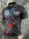 Men's America Flag Printed Polo Shirt