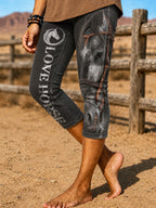 Women's retro Xima printed elastic leggings