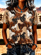 Women'S Western-Style Horse Pattern Faith Short-Sleeve T-Shirt