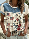 Women'S  Anniversary Flag Printed Casual T-Shirt