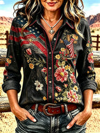 Women'S Western Faith Art Printed Long Sleeve Shirt