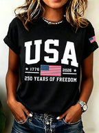 Women'S  America Flag Printed Casual T-Shirt