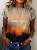 Retro Pray For Those Affected By Co/Ut Wildfires Print T-Shirt