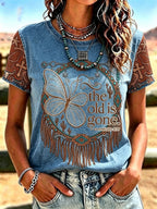 Women'S Western-Style Retro Faith Print  T-Shirt