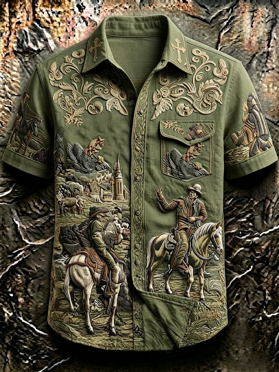 Men's Retro Western Cowboy Style Shirt