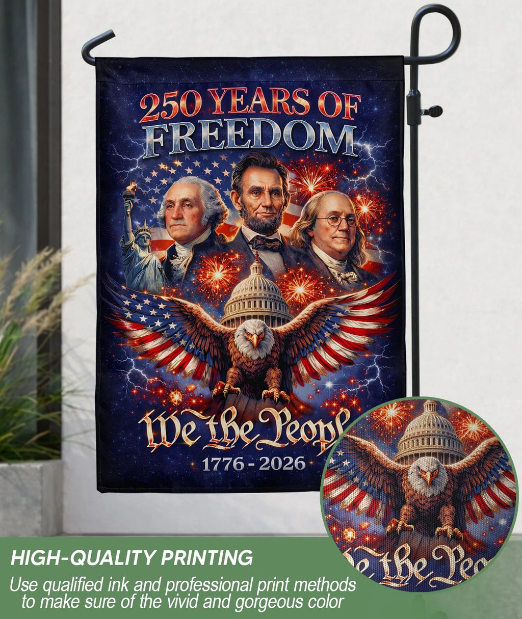America 250 Years Of Freedom 1776–2026 House Flag – Founders Washingto
