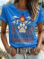 Women's Retro Save The Animals Print T-shirt