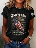 Women'S American Independence Day 250Th Anniversary Printed Round Neck Short Sleeve T-Shirt