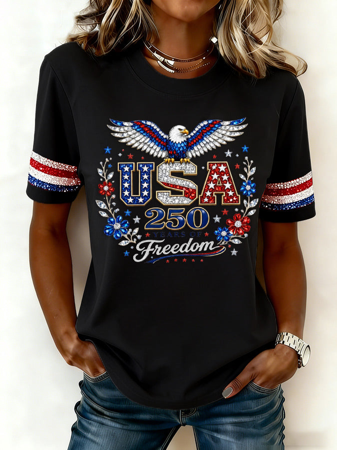 Women'S  Anniversary Flag Printed Casual T-Shirt
