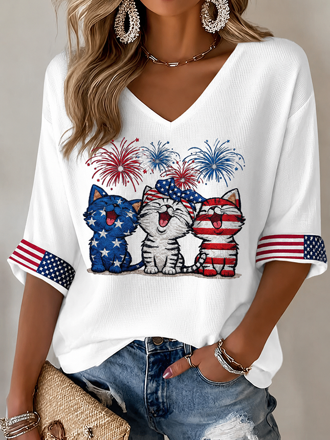 Women's Flag and Cat Print Vest