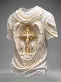 Men's Religious Beliefs Printed Casual Round Neck T-shirt