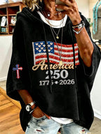 Women'S American Flag Printed Super Large Hoodie