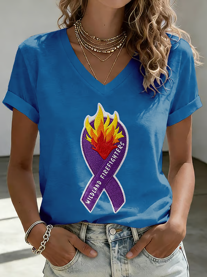 Wilderness Eagle Cross Faith Through The Fire V Neck Short Sleeve Vintage T-Shirt