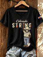 Women'S Colorado Strong Printed V-Neck T-Shirt