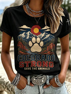 Women's Retro Save The Animals Print T-shirt