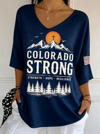 Colorado Strong Sunset Mountain Cross American Flag Gradient Top