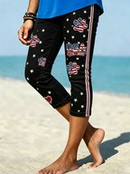 Women's Retro Independence Day Flag Printed Leggings