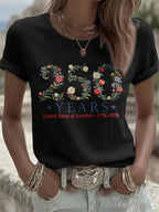 Women's 250 American Embroidered Pattern T-shirt
