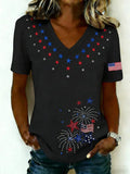 Women'S V-Neck Casual Short Sleeved T-Shirt